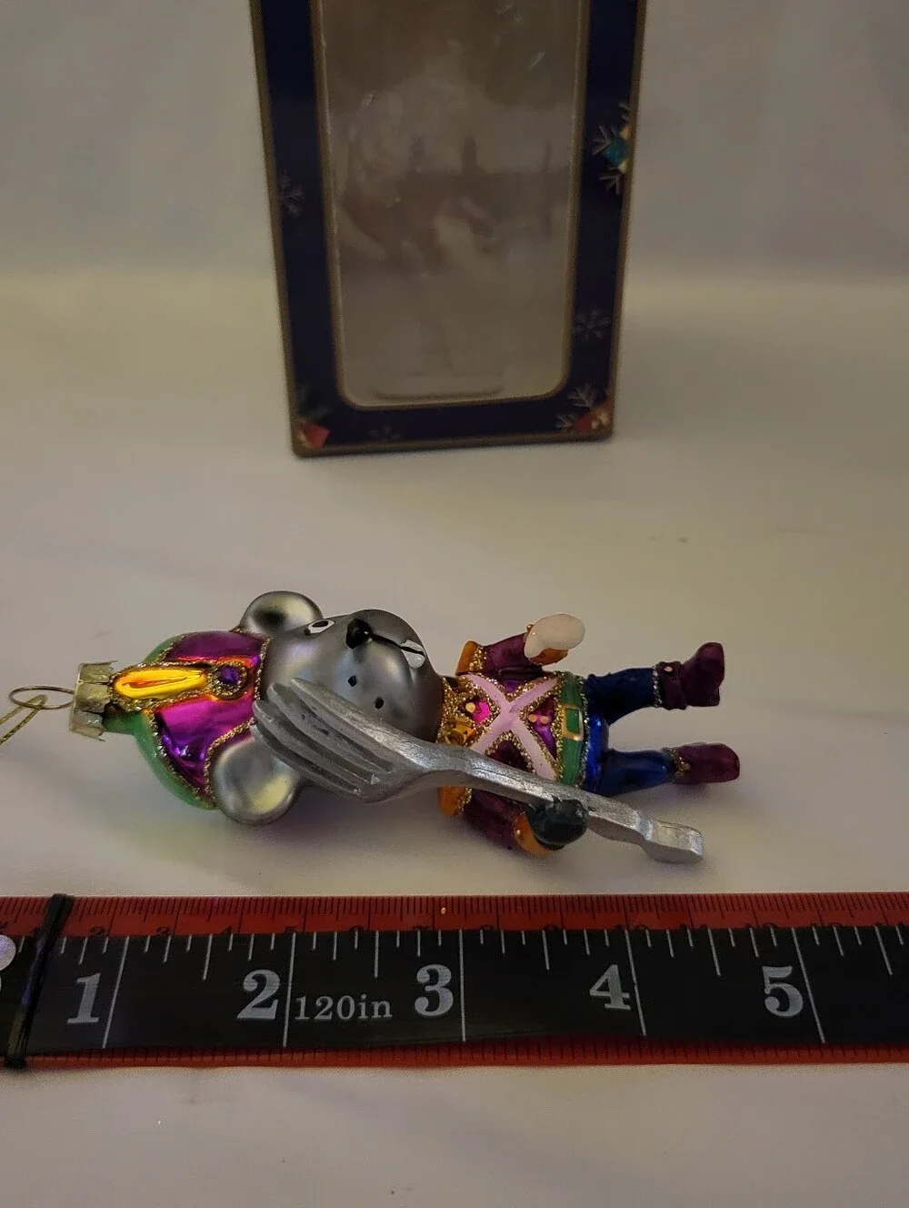 Hand-Painted Purple & Gold Nutcracker Mouse Ornament - Decorative Pet Figurine
